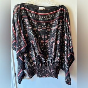 WHBM scarf handkerchief blouse beautiful black